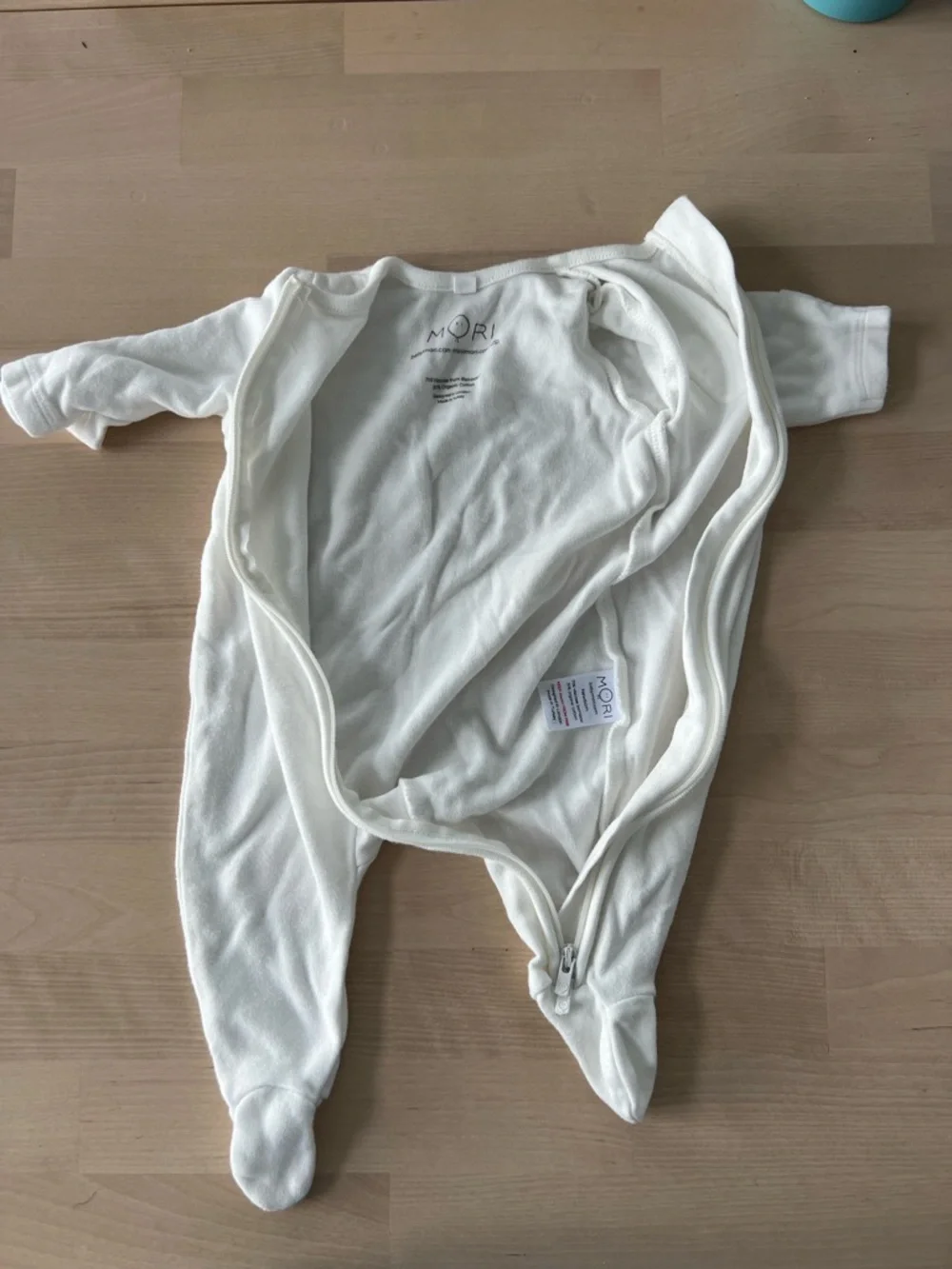 Mori Newborn Baby Onesie Organic Cotton Zipper White